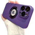 thumbnail image 1 of All-in-one Lens case with Logo Leakage, with Magnetic Suction, Frosted Skin case, Shockproof and Drop-Proof, for iPhone 15 14 13 12 Pro Max Plus Phone Case (Dark Purple,iPhone 13 Pro), 1 of 8