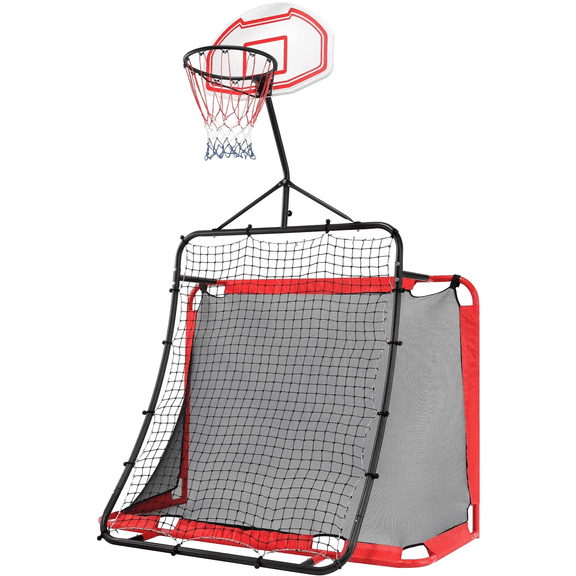 All-in-One Outdoor Sports Set with Football Net, Baseball Net, 5-in-1 Combo Outdoor Sports Center with Soccer Goal, Lacrosse Net, Heavy-duty Basketball Hoop with Durable Net, Metal Frame, Multicolor