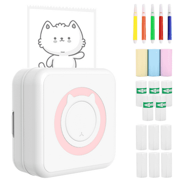 All-in-one Photo Printer Multifunction Portable Printer Wireless Instant Mini Printer Support BT Connection for Smartphone with 6 Thermal Paper Rolls and 5 Self-adhesive Paper Rolls 57mm Compatible