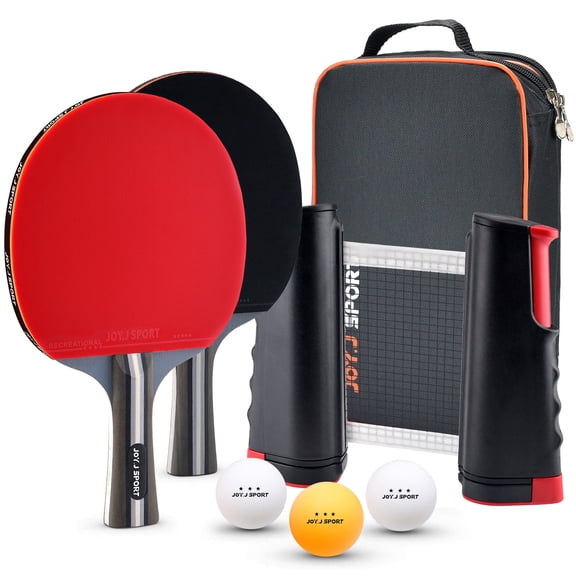 All-in-one Ping Pong Paddle Sets - 2 Player Table Tennis Paddles, Retractable Net, Pingpong Balls and Carry Bag Storage Case