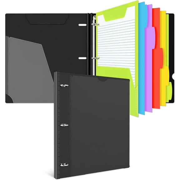 All-in-one Telescoping Binder Notebook, Refillable 3 Ring Notebook with 1 Plastic Movable Pocket Folder,5 Subject dividers and Graph Paper Colle Ruled Paper-