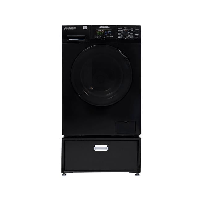 Black 1.62 cu. ft. Smart Electric All-in-One Washer Dryer with Pedestal