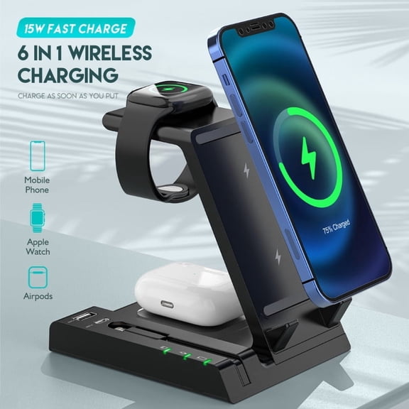All-in-one wireless charging dock-iPhone 15 fast charging, White