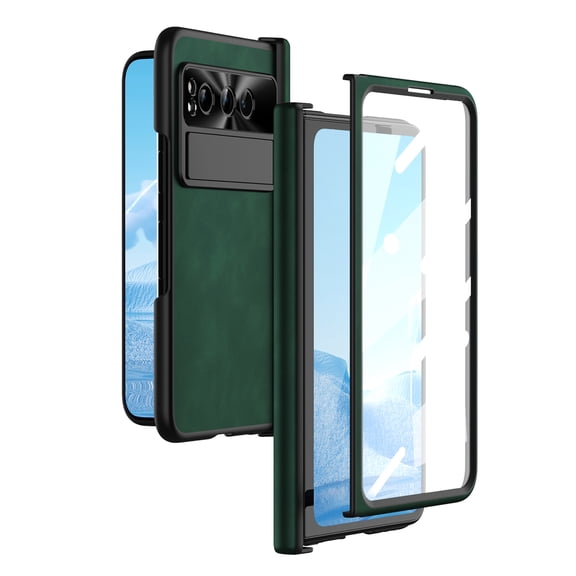 All-inclusive Cover Case for Google Pixel Fold 5G 2023, Wireless Charging Camera Lens Protector Screen Protector Magnetic Hinge Protection Drop-Proof Shockproof Kickstand Case, Green
