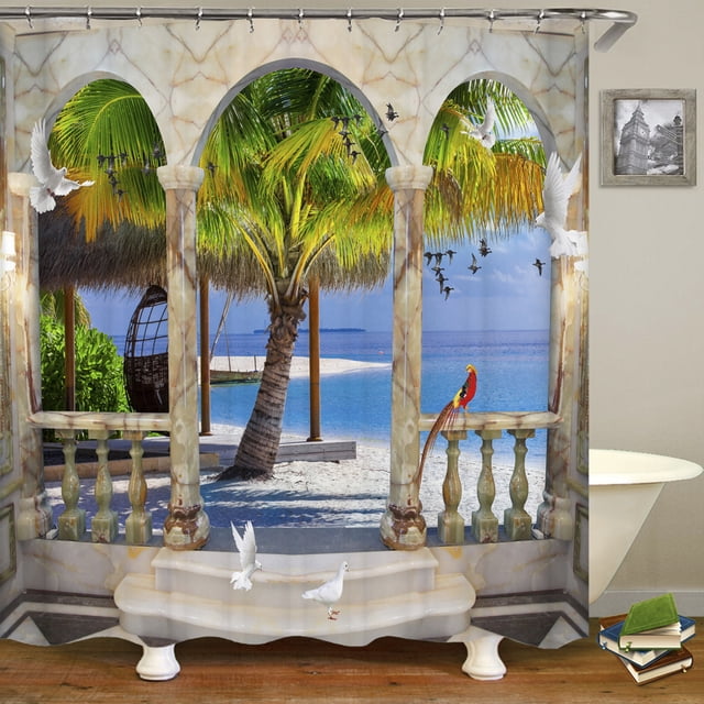 All kinds of 3D scenery windows shower curtain home decoration curtain