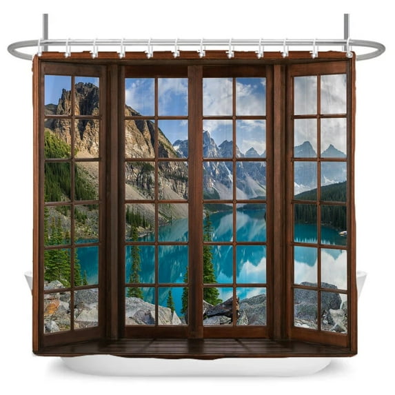All kinds of 3D scenery windows shower curtains home decoration curtains with hooks can be washed waterproof fabric 240X180cm