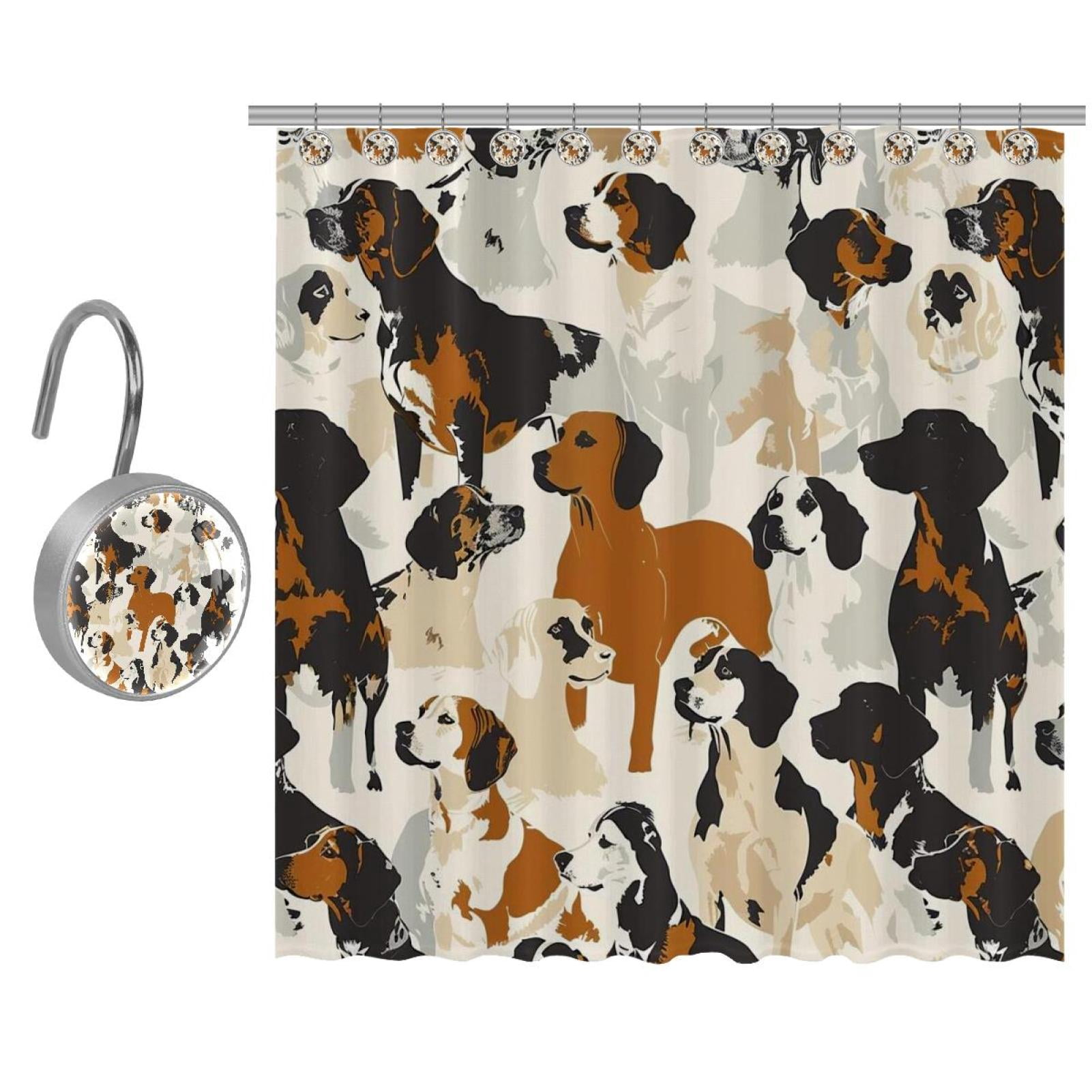 Photo inspiration: Visual Reference: All Kinds Of Dogs Shower Curtain Set For Bathroom