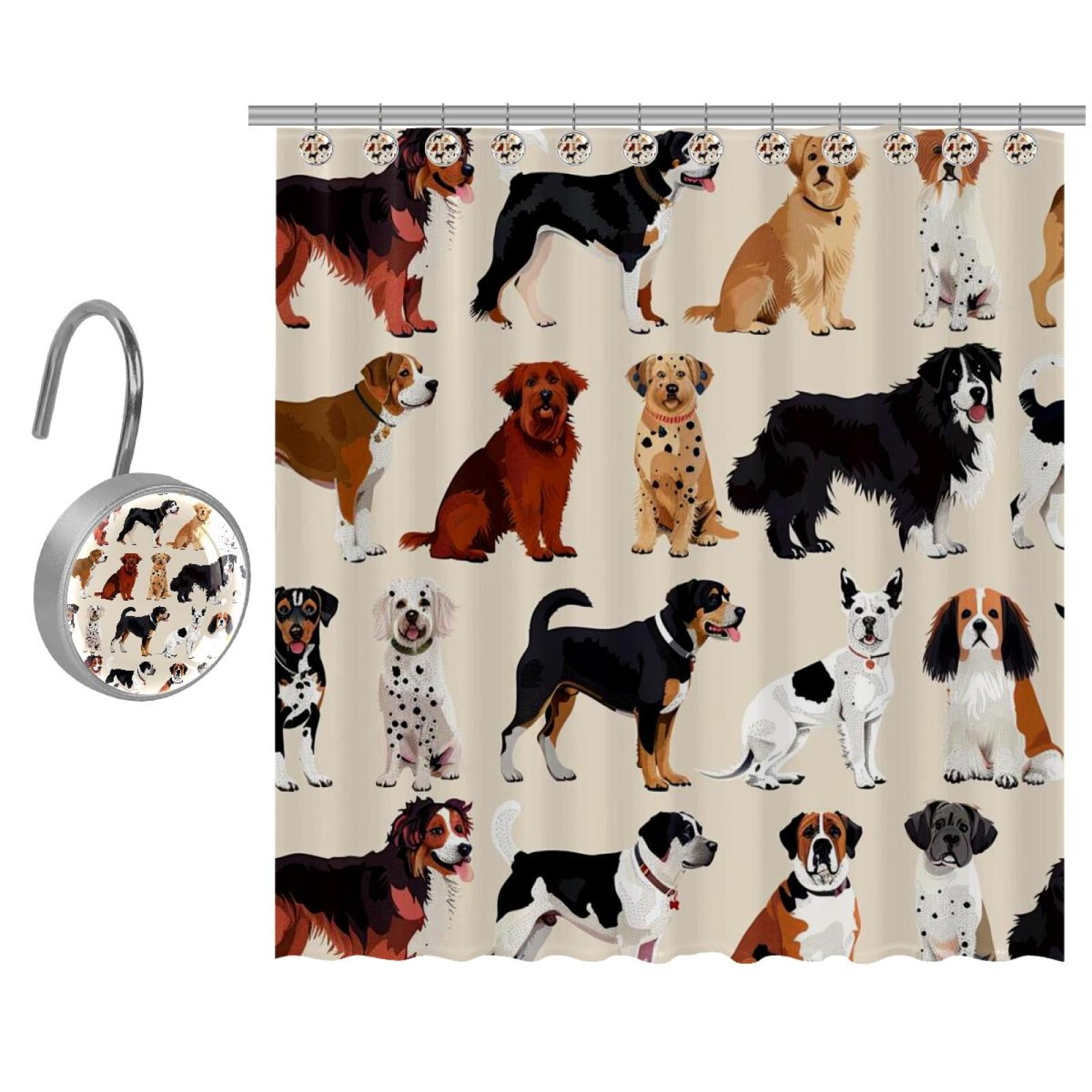 All kinds of Dogs Shower Curtains for Bathroom Odorless Curtain for
