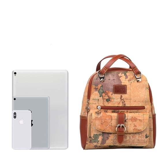 All-match Retro Fashion One-shoulder Double-shoulder Map Female Bag,Brown