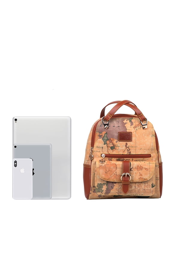 All-match Retro Fashion One-shoulder Double-shoulder Map Female Bag,Brown