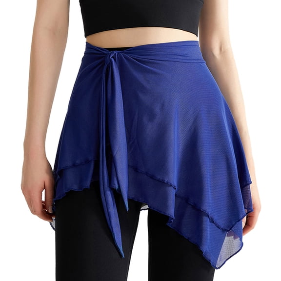 All-matching Mesh Wrap Dance Skirt for Girls Women Ballet Wrap Skirts Asymmetric Dance Skate Over Scarf Skirts Dancewear