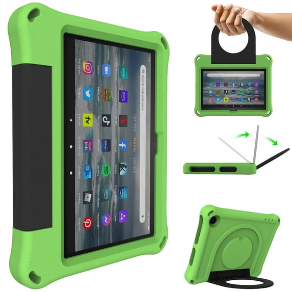 All-new Fire 7 Tablet Case for Kids, Kindle Fire 7 Case(Only Compatible with 12th Gen 2022 Release),Anti-Slip Shock Resistant Kids Friendly Cover with Stand for Kindle Fire 7,Green