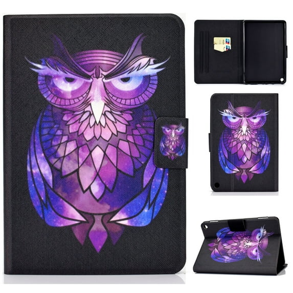 All-new Fire HD 8 Plus Case, Fire HD 8 Case 2020, 10th Generation, Allytech Slim PU Leather Shockproof Flip Folio Kickstand Protective Auto Sleep Wake Cover for Amzon Fire HD 8 Plus/HD 8,Purple Owl