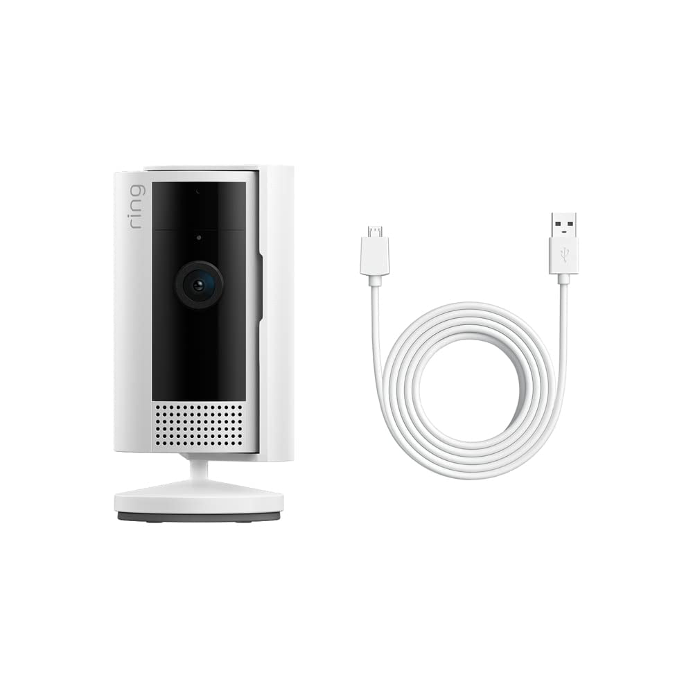 All-new Indoor Cam (2nd Gen), White with 10 ft. USB-A to Micro USB Power Cable