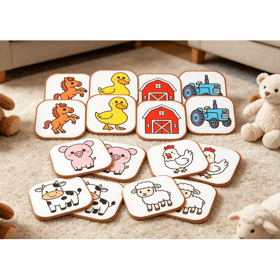 All-safe Felt Matching Game, Adorable Farm Animal Memory Game, Smooth Surface, Perfect Quiet Game for Home Rest Time
