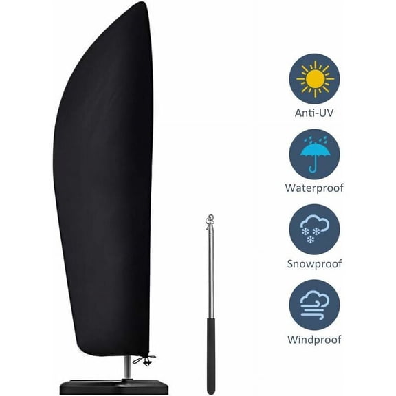 All-season Protective Cover for 2 to 4 M Offset Umbrellas, Heavy Duty Polyester Waterproof Outdoor Umbrella Cover with Adjustable Cord Buckle for Secure Fit, Universal Size for