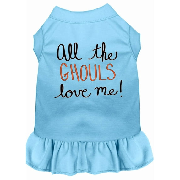 Halloween Pet, Dog Cat Dress Screen Printed, "All The Ghouls Love Me"