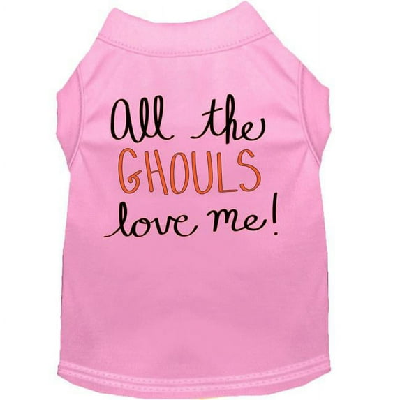 All the Ghouls Screen Print Dog Shirt, Light Pink - Extra Large