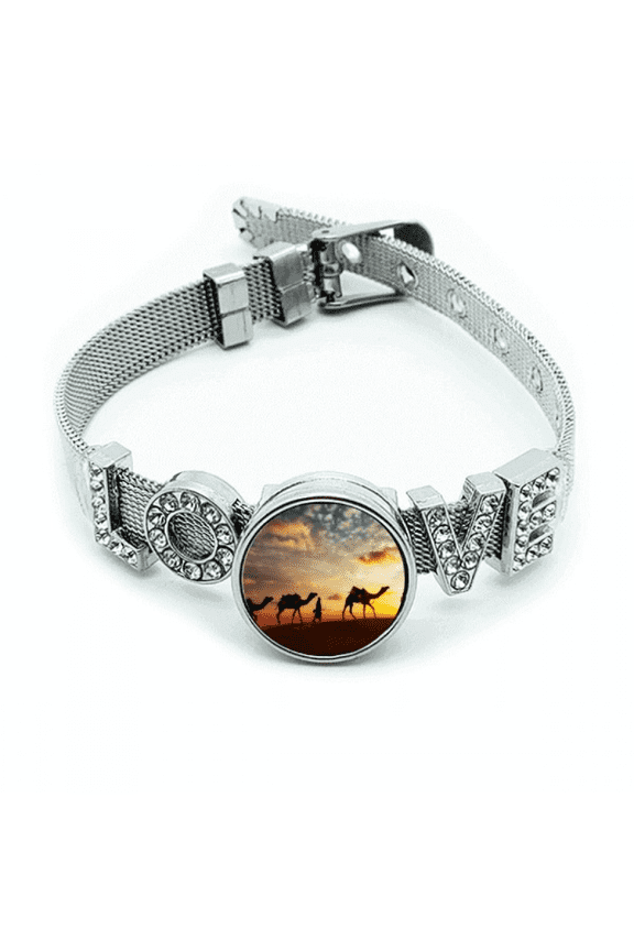 All the Way to the Silk Road Camel Desert Bracelet Wristband Crystal Love Adjustable Bangle