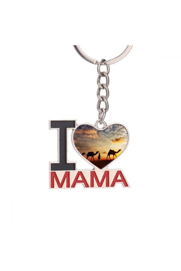 All the Way to the Silk Road Camel Desert Keychain Metal Keyring Holder Love MAMA Mother