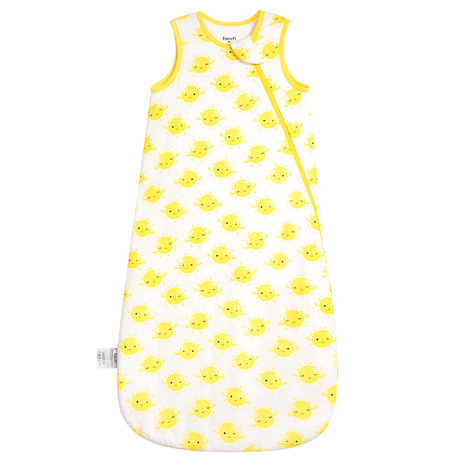 All-year-around Cute Baby Sleep Sack 0-6 Months Rayon Made from Bamboo Sleeping Bag 1.0 Tog Premium 2-Way Zipper Baby Wearable Blanket - Yellow Planet