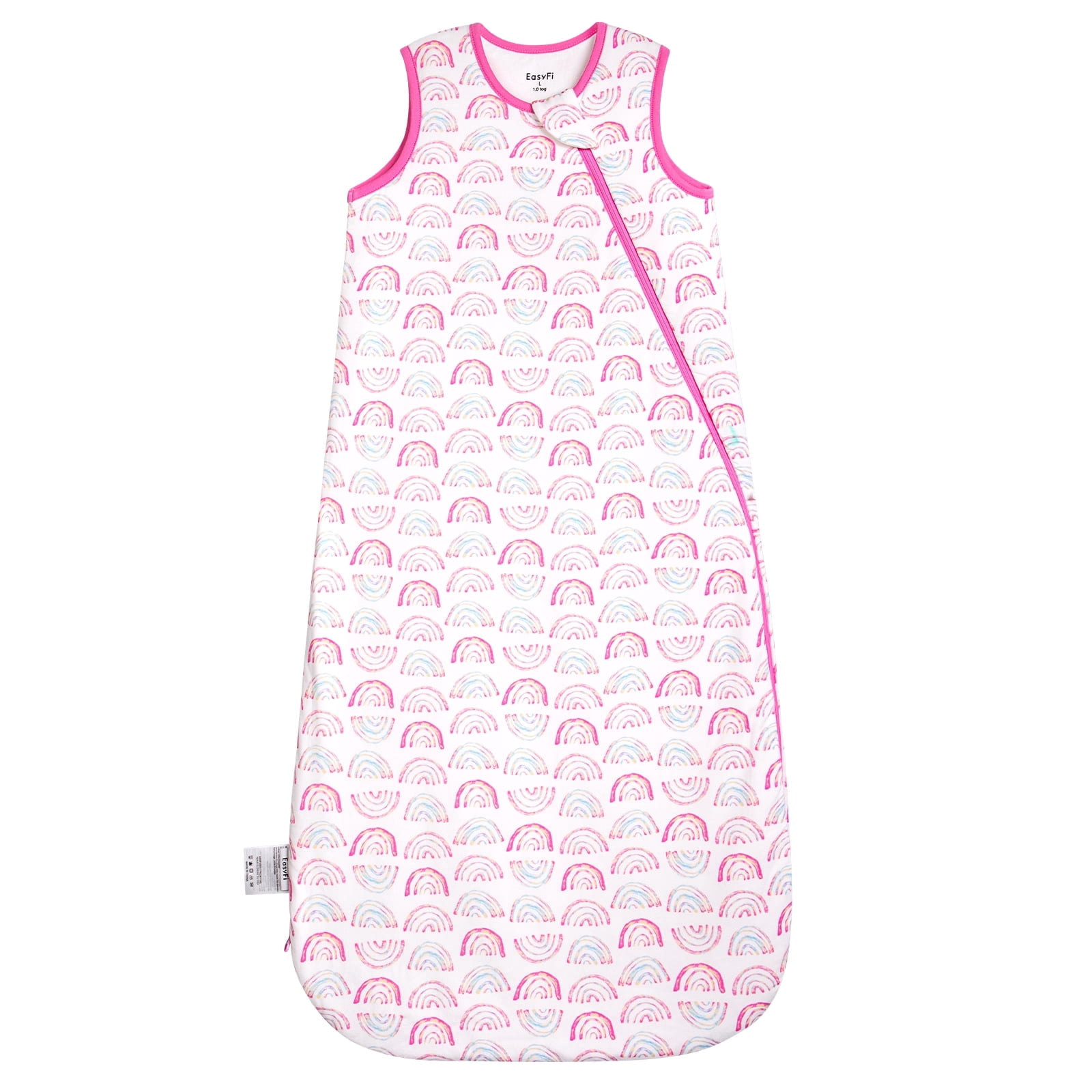 All-year-around Cute Baby Sleep Sack 6-12 Months Rayon Made from Bamboo Sleeping Bag 1.0 Tog Premium 2-Way Zipper Baby Wearable Blanket - Pink Rainbow