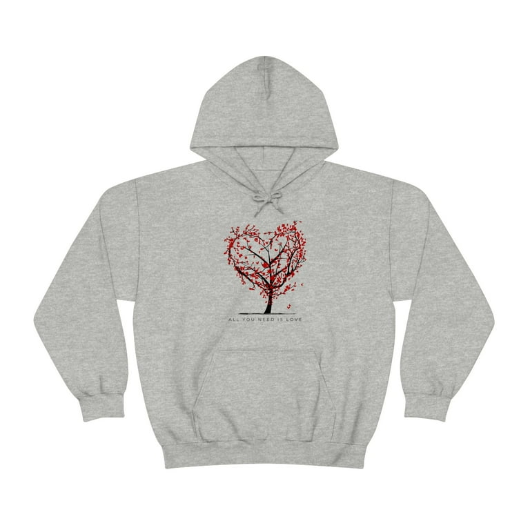 All you Need is Love Hoodie, Heart Branch hoodie, Valentines Day