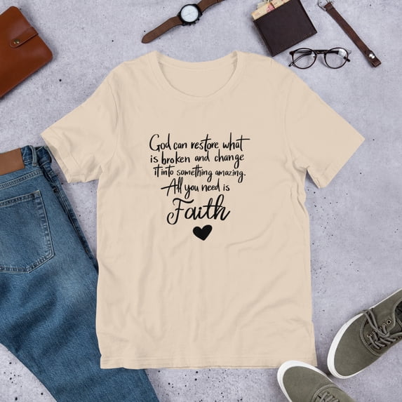 All you need is Faith unisex t-shirt (Soft Cream, M)