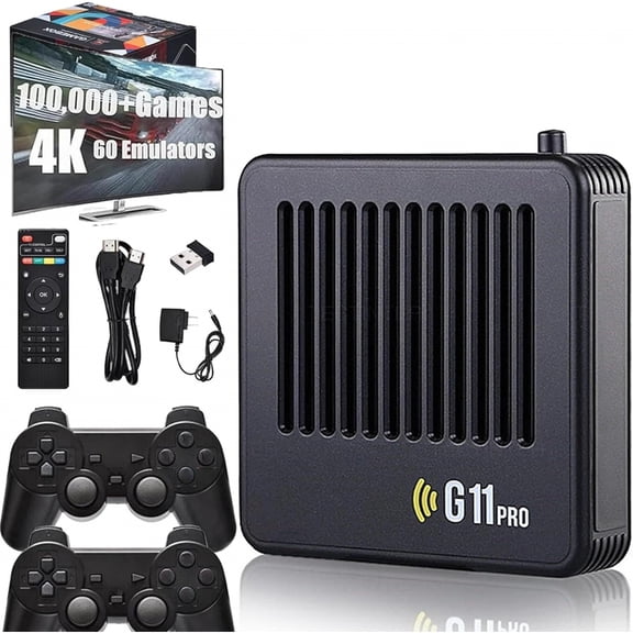 All8bit, All 8 Bit G11 Pro, All 8 Bit Console G11 Pro, 100,000 Games, [4K + 256GB] with 2.4G Wireless Dual Controllers, Portable Plug, Play Gaming Console