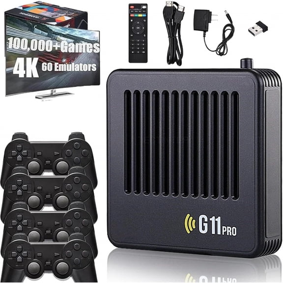All8bit, All 8 Bit G11 Pro, All 8 Bit Console G11 Pro, 100,000 Games, [4K + 256GB] with 2.4G Wireless Dual Controllers, Portable Plug, Play Gaming Console