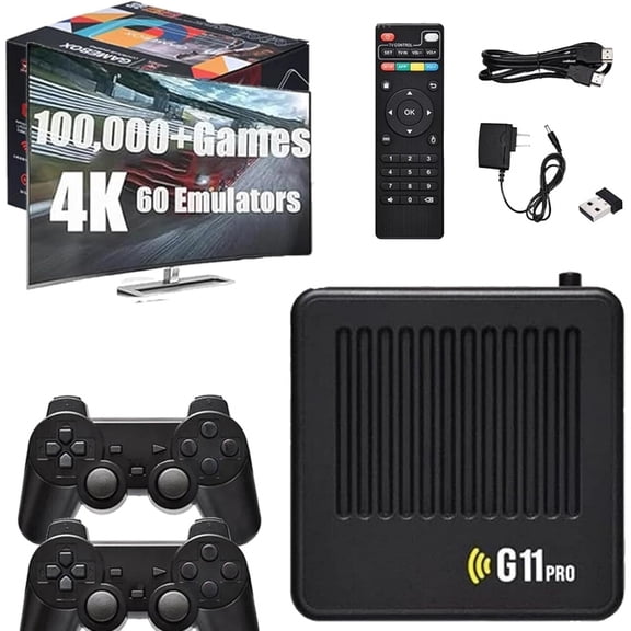 All8bit, All 8 Bit G11 Pro, All 8 Bit Console G11 Pro, 100,000 Games, with 2.4G Wireless Dual Controllers, Portable Plug, Play Gaming Console