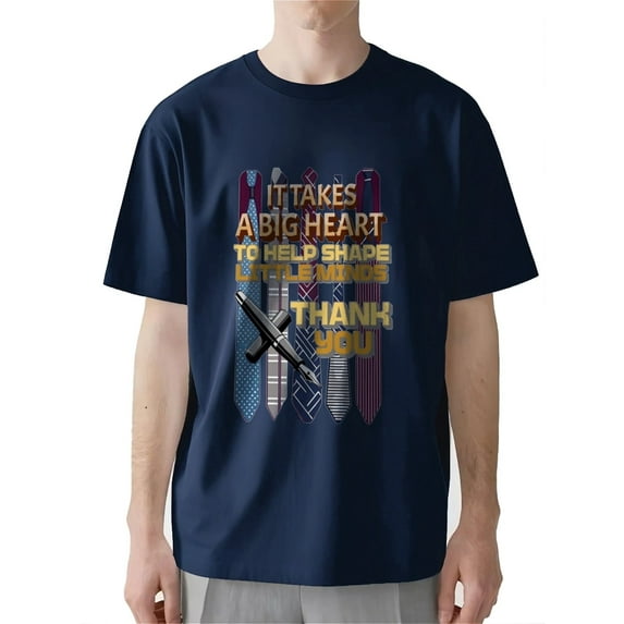 AllAreN Match Teacher Shirt Men It Takes A Big Heart To Help Shirt For Men School Cotton Teacher Tees For Men