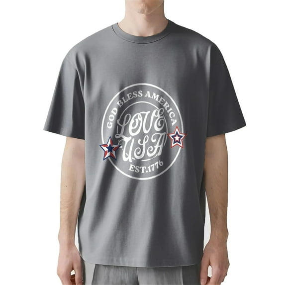 AllAreN 4th of July Shirts God Bless America Men USA Shirts Short Sleeve Crew Neck Vacation Shirt 2025