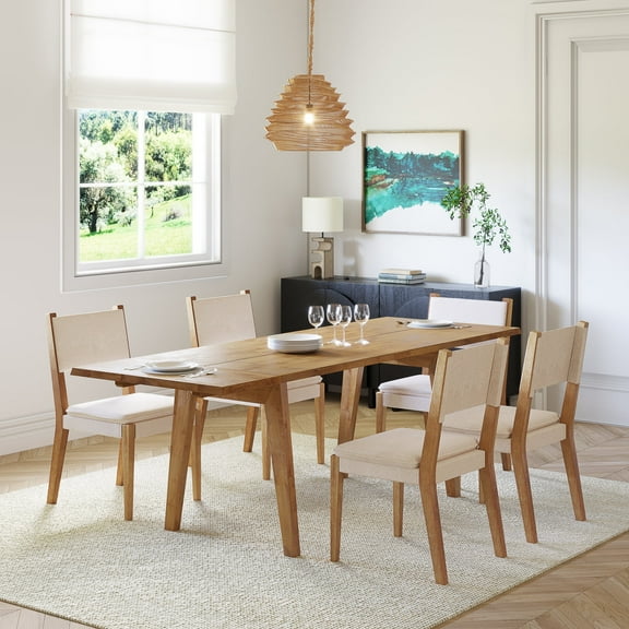 AllForWood 62 Inches to 90 Inches Solid Wood Extension Dining Table, Wooden Expandable Table, Versatile and Sturdy Centerpiece with Flexible Seating for Dining Room, Kitchen, Living Room