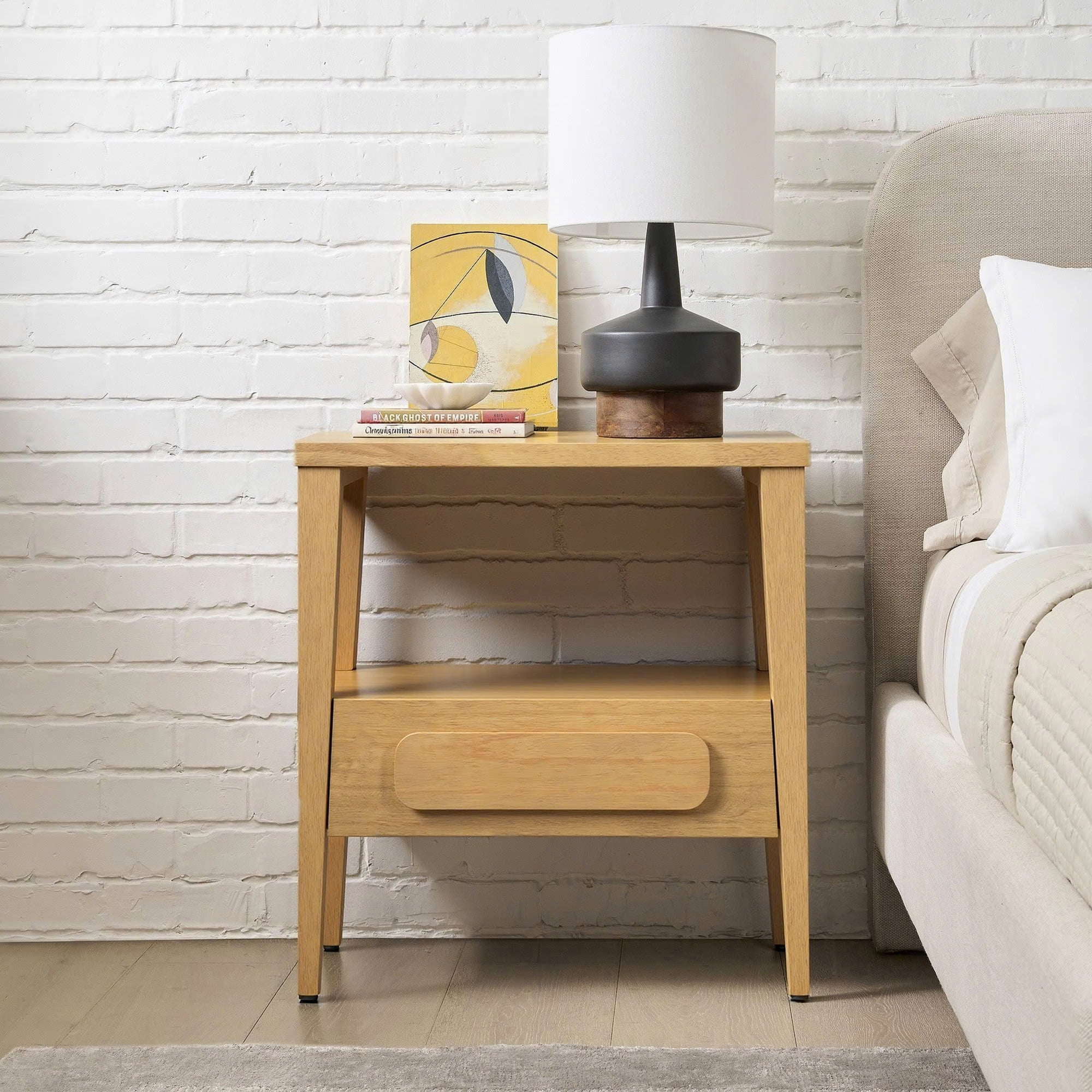 allforwood Thor Modern Wood Nightstand - Bedside Table - Solid Wood End ...