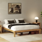 allforwood Thor Solid Wood Bed Frame - Queen Size - Japanese Joinery Bed Frame - Wood Slat Support - No Box Spring Needed - Easy Assembly - Minimalist & Modern Style Light Oak, Queen