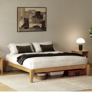 allforwood Thor Solid Wood Bed Frame - Queen Size - Japanese Joinery Bed Frame - Wood Slat Support - No Box Spring Needed - Easy Assembly - Minimalist & Modern Style Light Brown, Queen