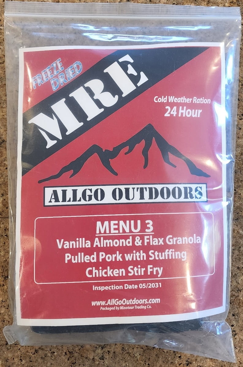 Frozen Rations AllGo Field Ration Menu 3 Outdoors Freeze Dried MCW Fire Starters ...