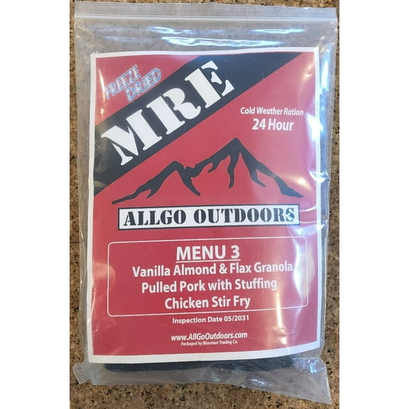 AllGo Field Ration Menu 3 Outdoors Freeze Dried MCW Fire Starters