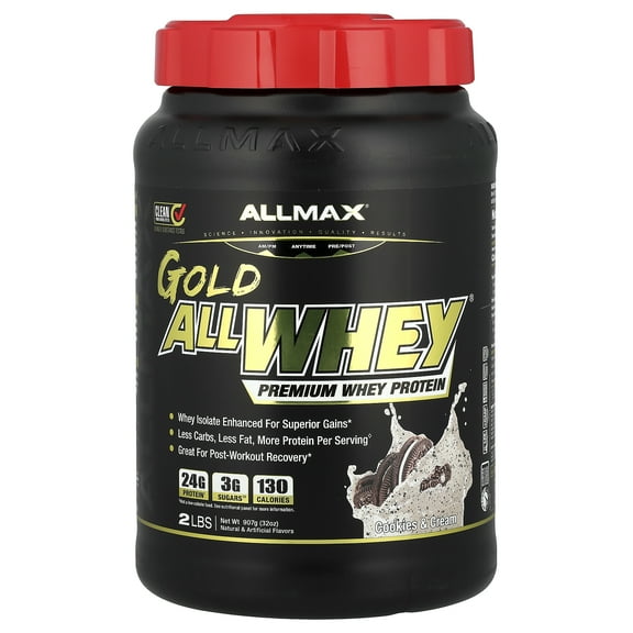 AllMax Nutrition - AllWhey Gold Premium Isolate/Whey Protein Blend Cookies & Cream - 2 lbs.