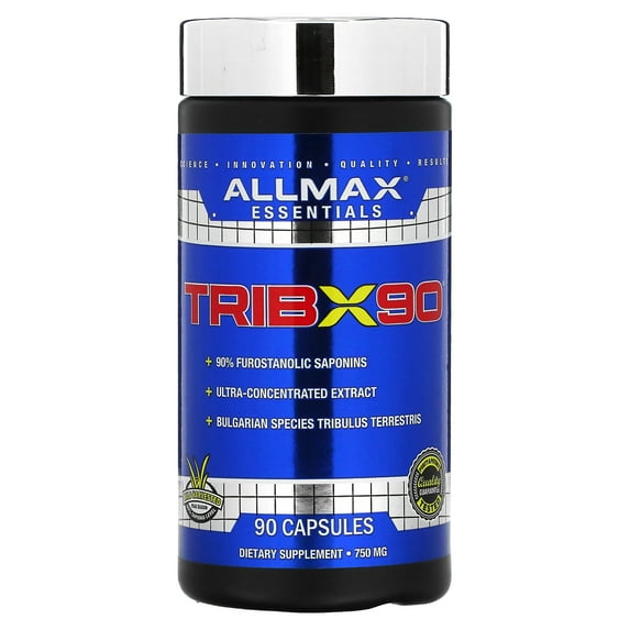 AllMax TribX90 Pure Tribulus Terrestris 750mg Capsules, 90 Ct
