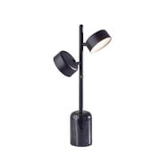 Adesso Bryant 20.75" 2-Light Modern Dimmable Black Marble LED Table Lamp with Black Shades