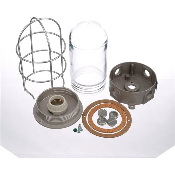 AllPoints B2951736 26-3216 Light Fixture with Junction Box - Glass Globe & Wire Guard