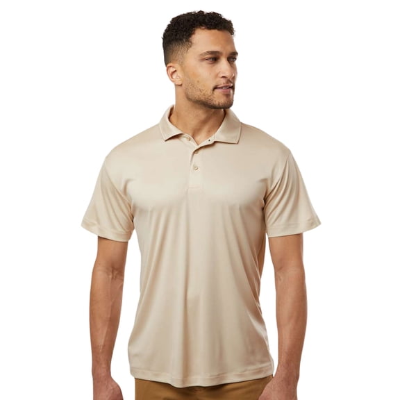 AllPro Men's Polo Shirts Short Sleeve Collar T-Shirt 100% Polyester Dry Fit Performance Polo (Sand, S)