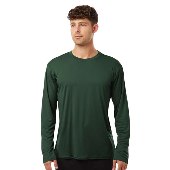 AllPro Men's Pro-Lock Classic Fit Long Sleeve T-Shirt, 100% Polyester Moisture Crewneck Tee Shirt (Forest-Green, XL)