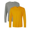 thumbnail image 1 of AllPro Men's Pro-Lock Classic Fit Long Sleeve T-Shirt, 100% Polyester Moisture Crewneck Tee Shirt (Greystone+Gold 2 Pack, L), 1 of 7