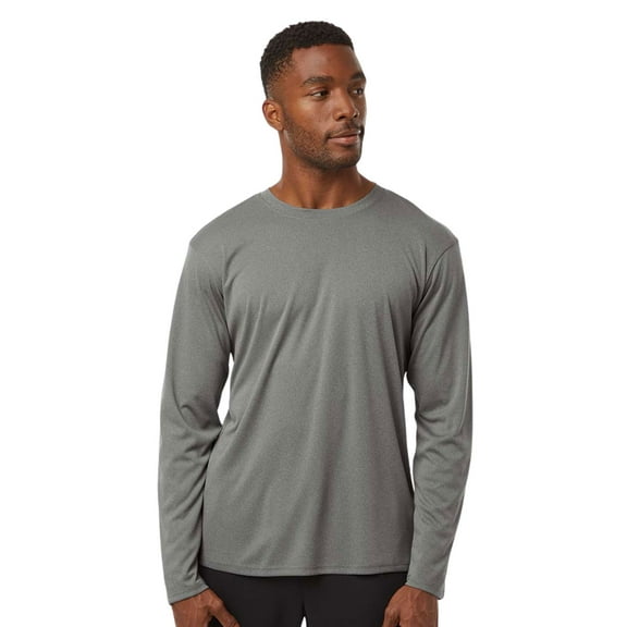 AllPro Men's Pro-Lock Classic Fit Long Sleeve T-Shirt, 100% Polyester Moisture Crewneck Tee Shirt (Heather-Granite, L)