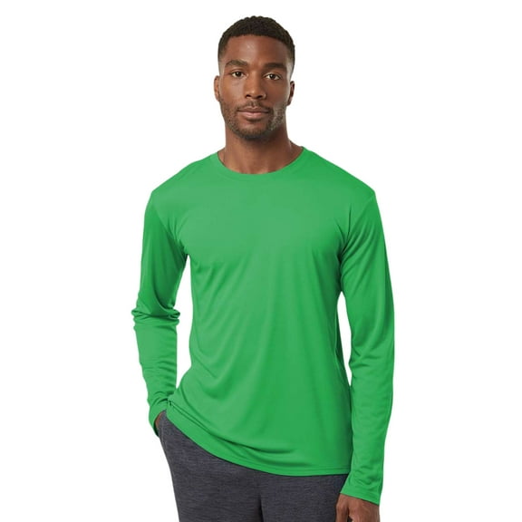 AllPro Men's Pro-Lock Classic Fit Long Sleeve T-Shirt, 100% Polyester Moisture Crewneck Tee Shirt (Kelly-Green, L)