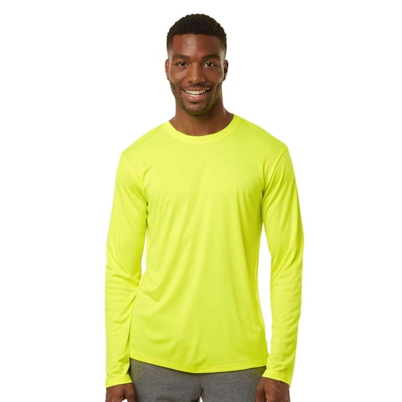 AllPro Men's Pro-Lock Classic Fit Long Sleeve T-Shirt, 100% Polyester Moisture Crewneck Tee Shirt (Neon-Yellow, 3XL)