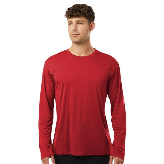 AllPro Men's Pro-Lock Classic Fit Long Sleeve T-Shirt, 100% Polyester Moisture Crewneck Tee Shirt (Red, XL)
